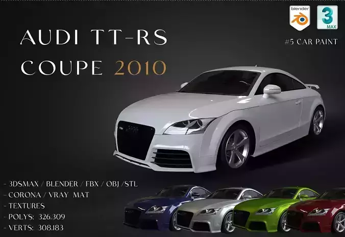 2010 Audi TT RS Coupe Low-poly 3D model