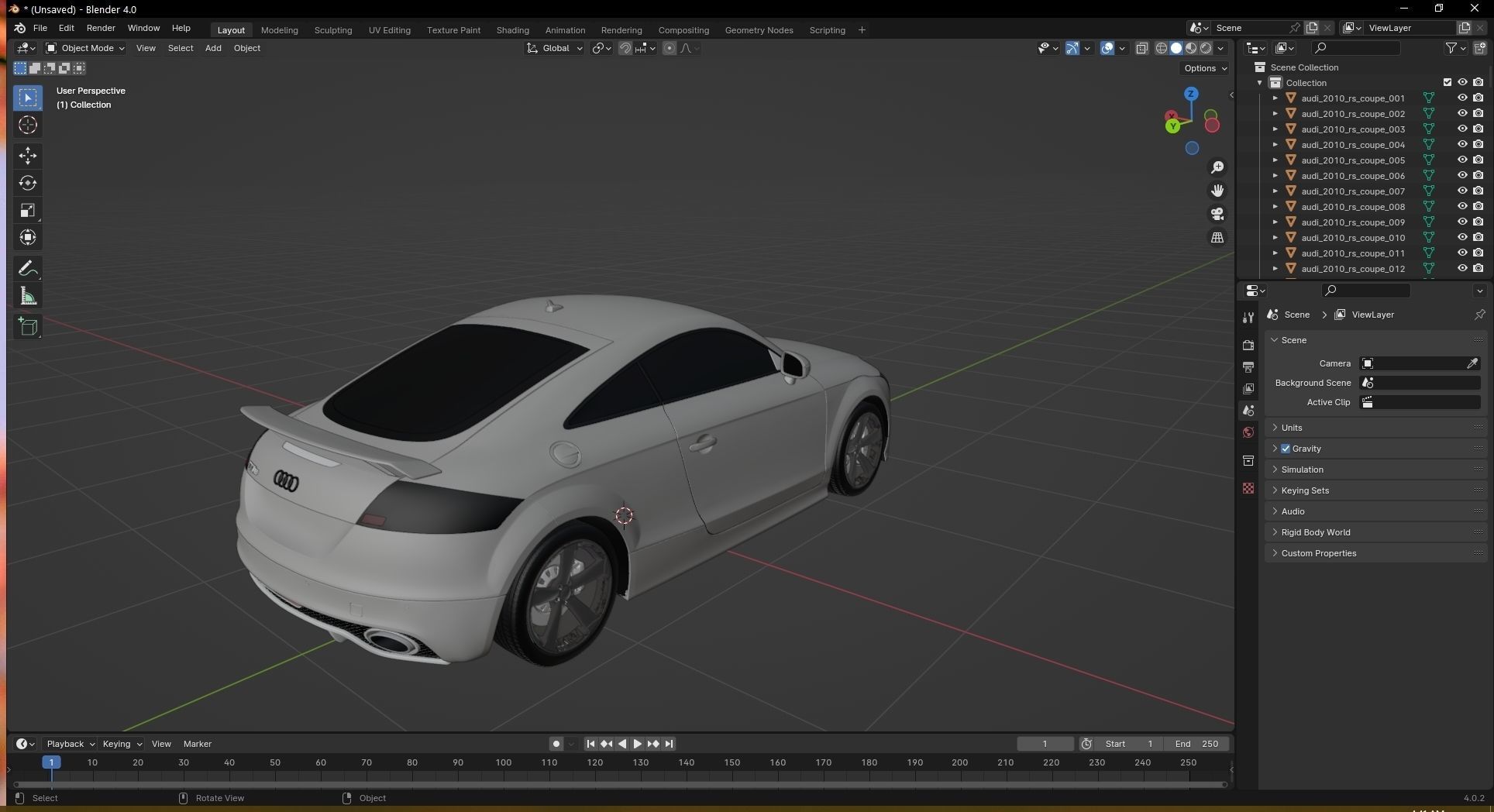 2010 Audi TT RS Coupe Low-poly 3D model_25