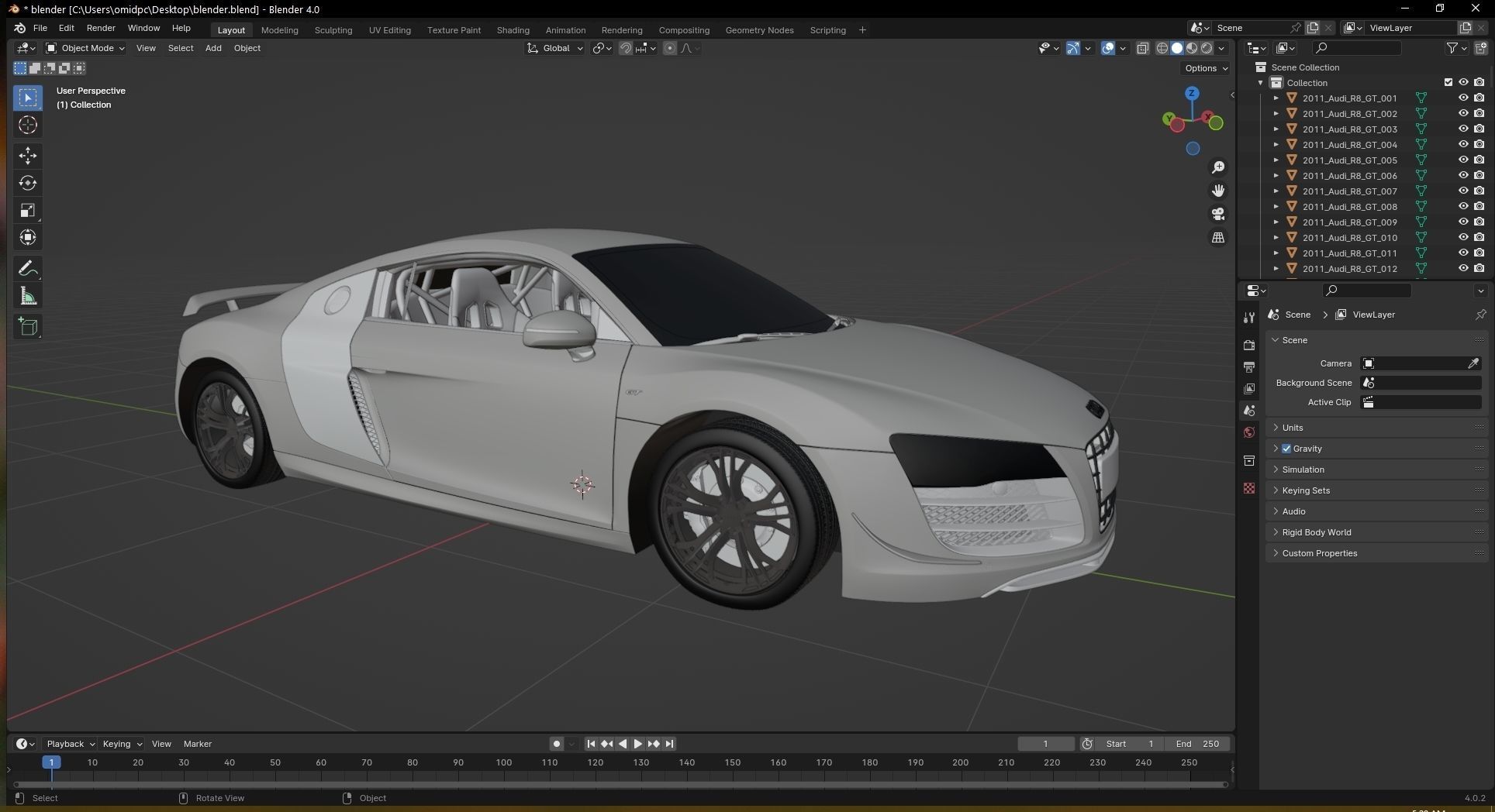 2011 Audi R8 GT Low-poly 3D model_27