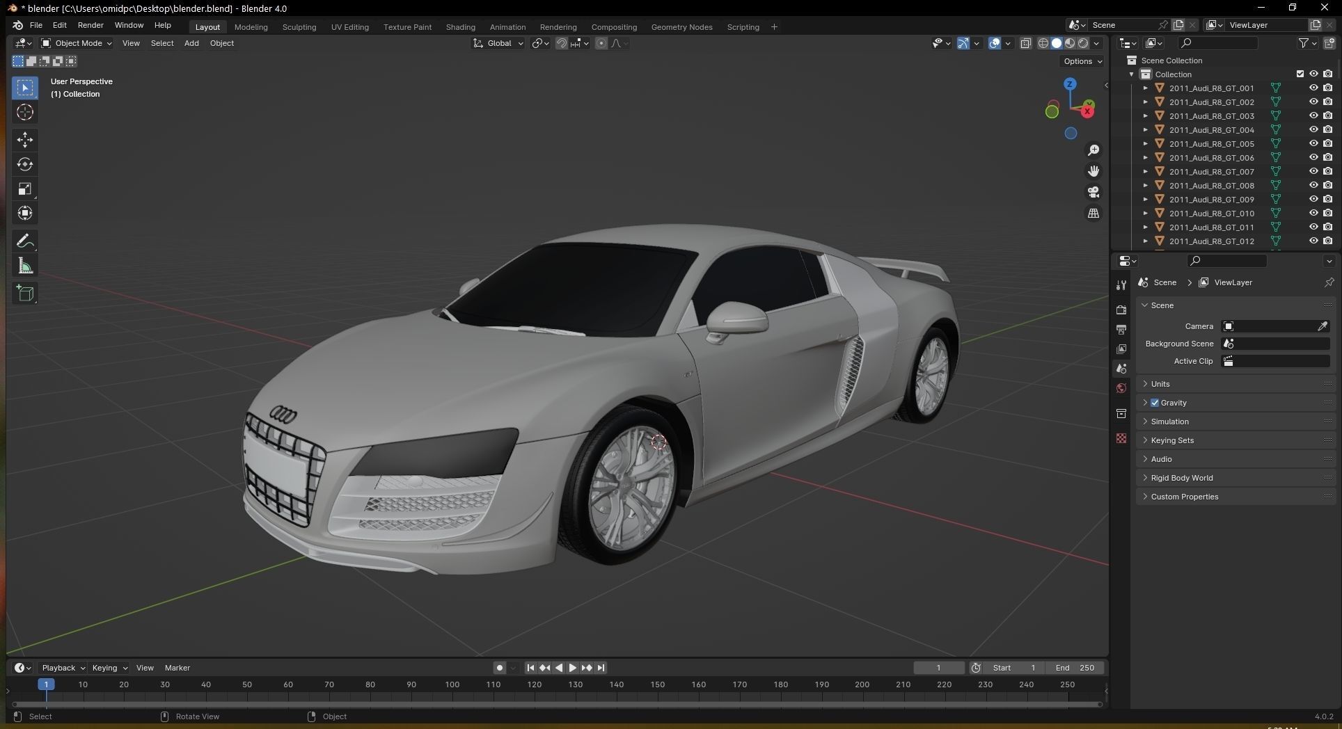 2011 Audi R8 GT Low-poly 3D model_26