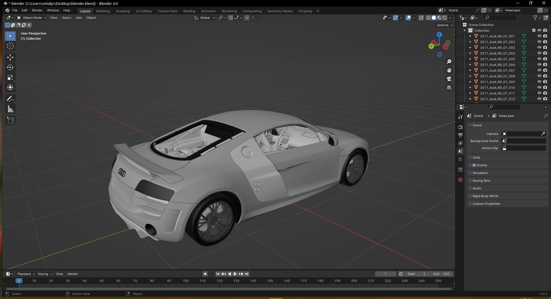 2011 Audi R8 GT Low-poly 3D model_24