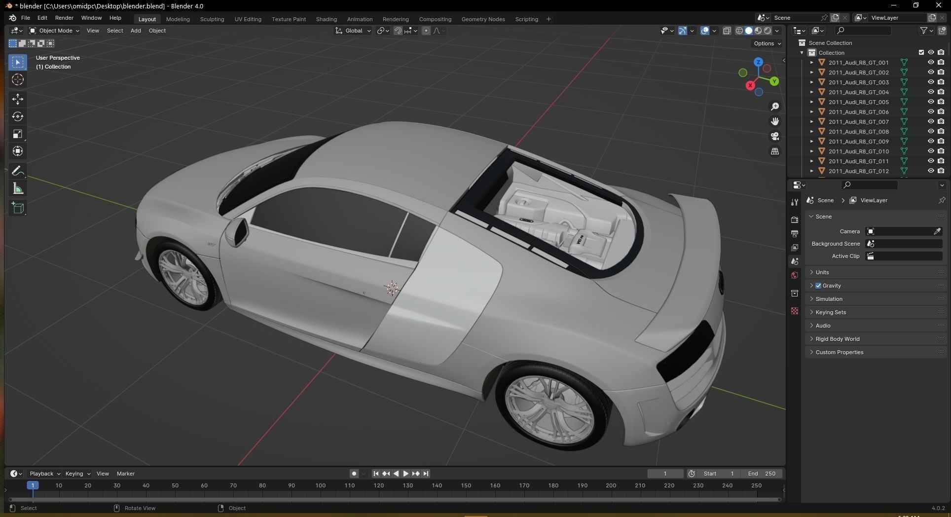 2011 Audi R8 GT Low-poly 3D model_25