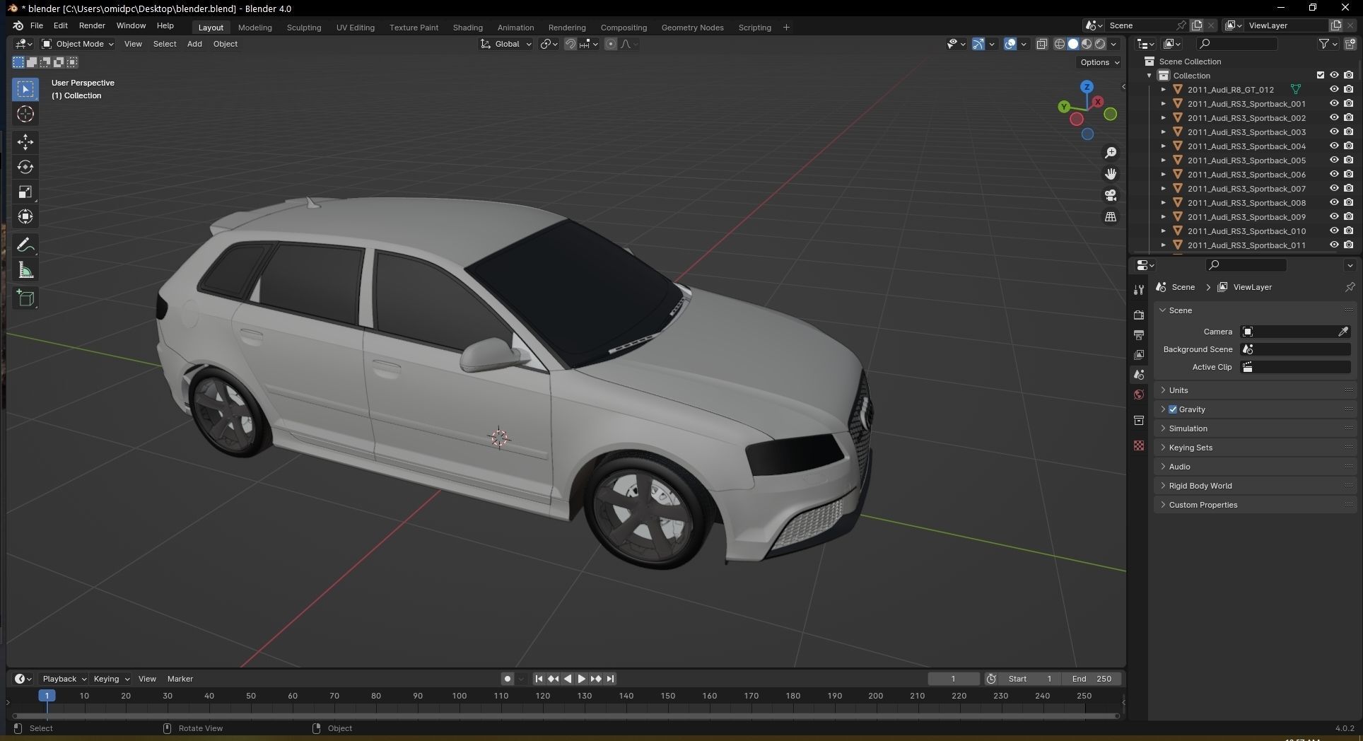 2011 Audi RS3 Sportback Low-poly 3D model_24