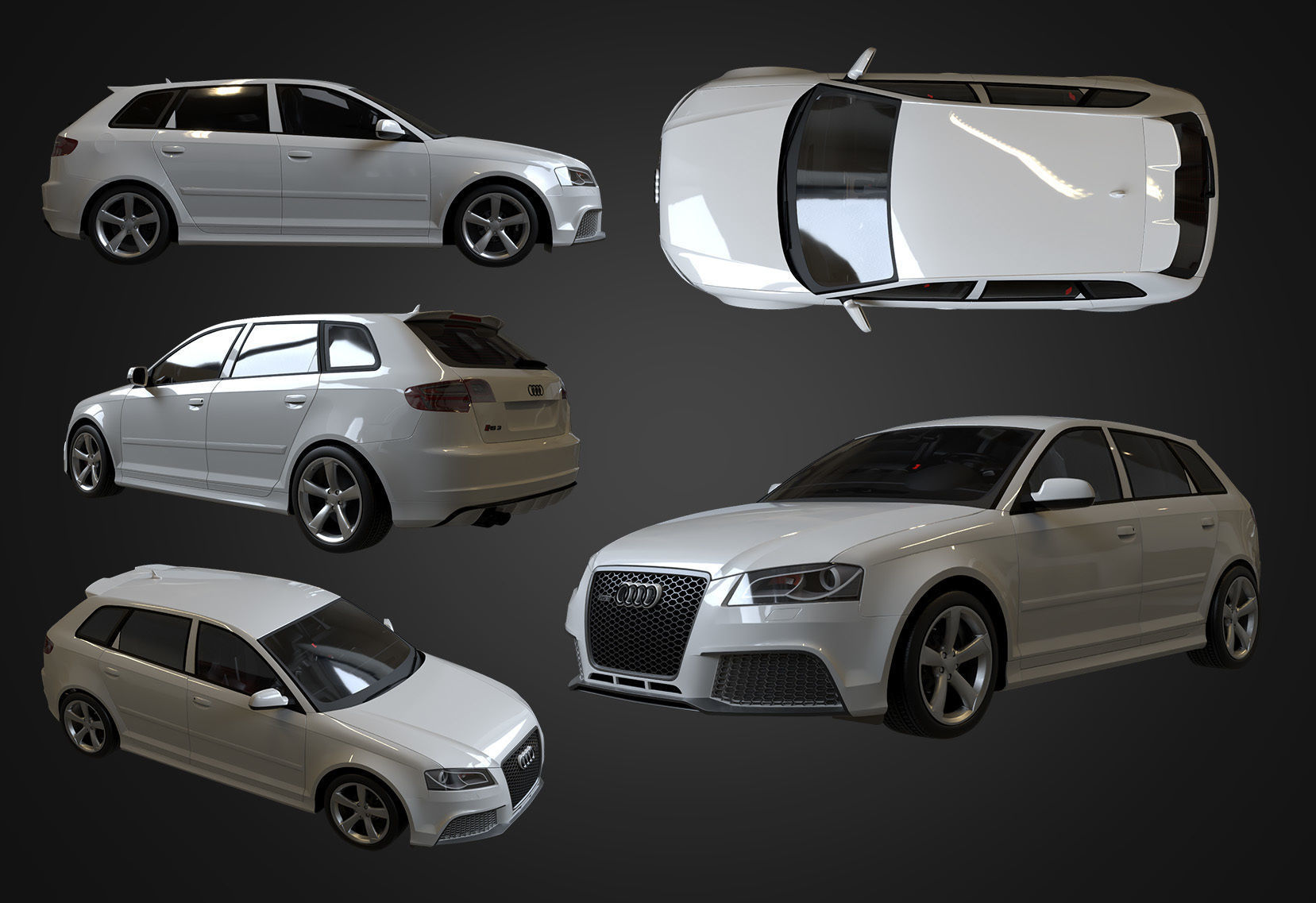 2011 Audi RS3 Sportback Low-poly 3D model_1