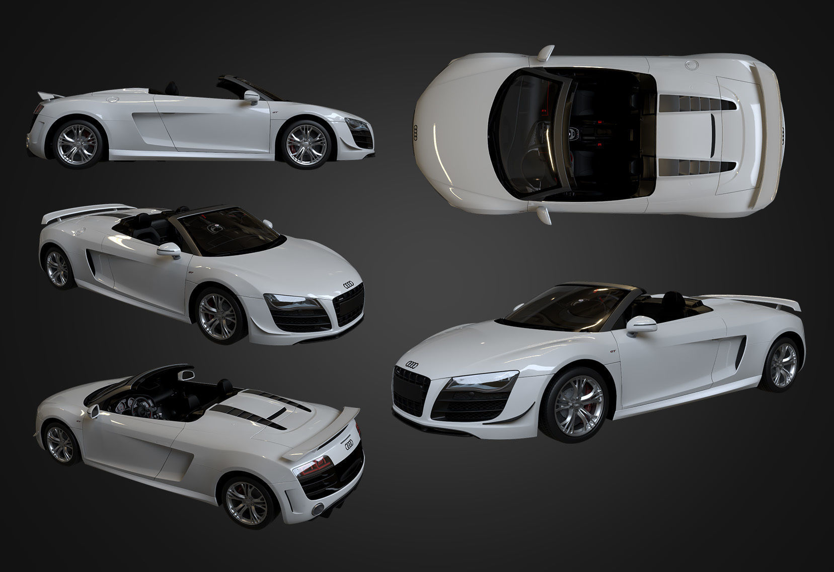 2012  Audi  R8  GT  Spyder Low-poly 3D model_1