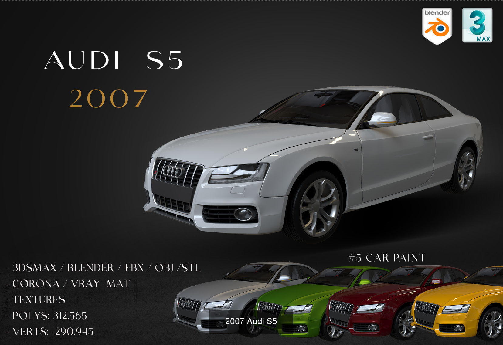 AUDI COLECTION CARS 1983-2012 3D Model Collection_6