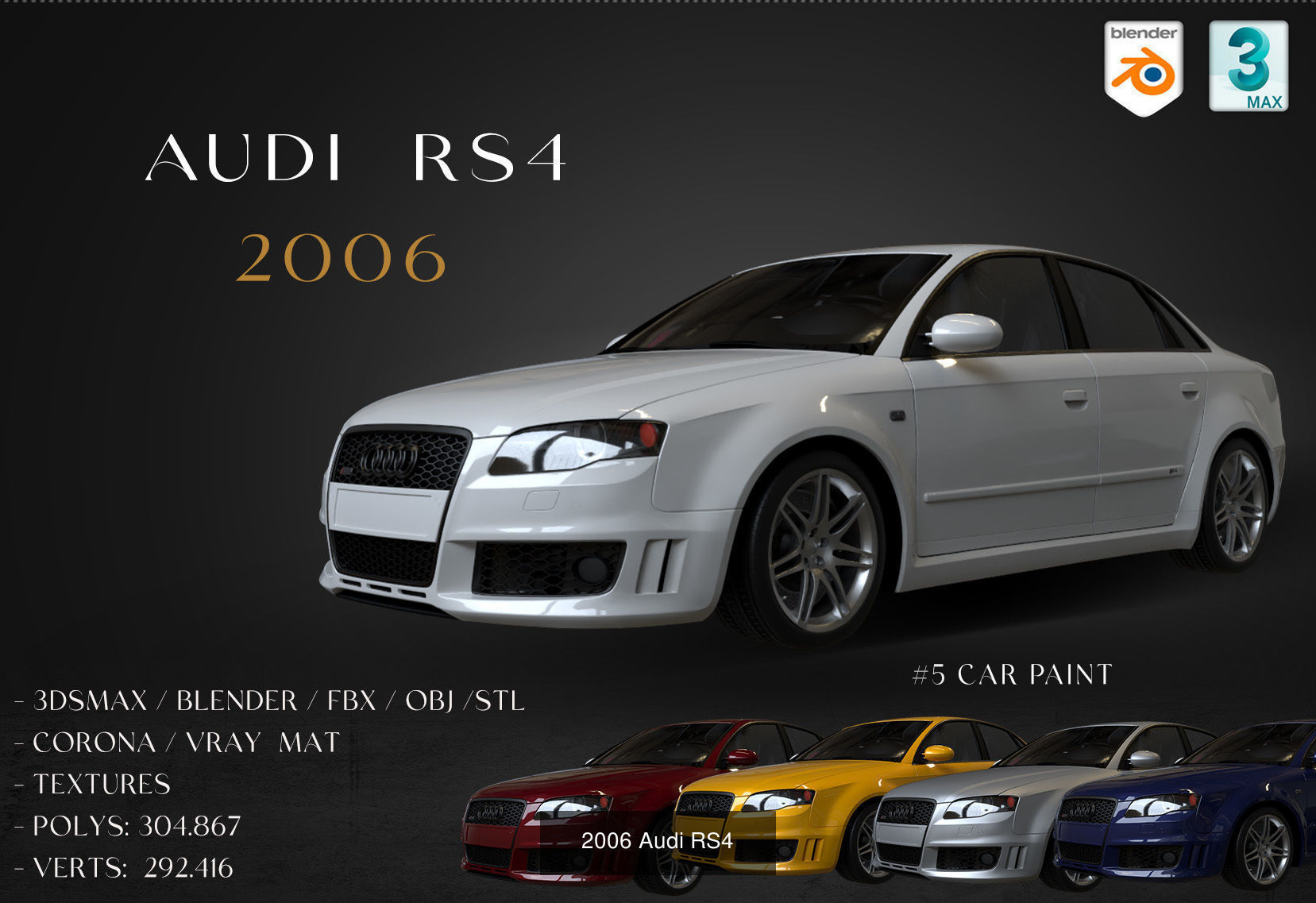 AUDI COLECTION CARS 1983-2012 3D Model Collection_5