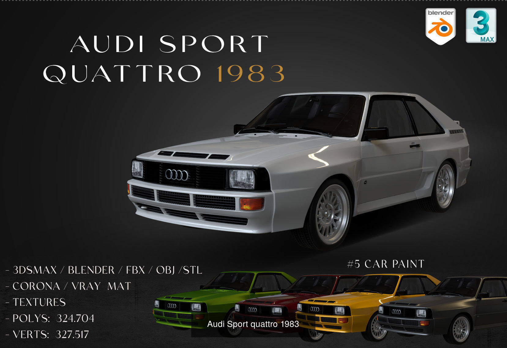 AUDI COLECTION CARS 1983-2012 3D Model Collection_1