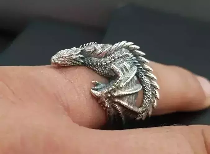 Dragon Ring for unisex made of sterling 3D model