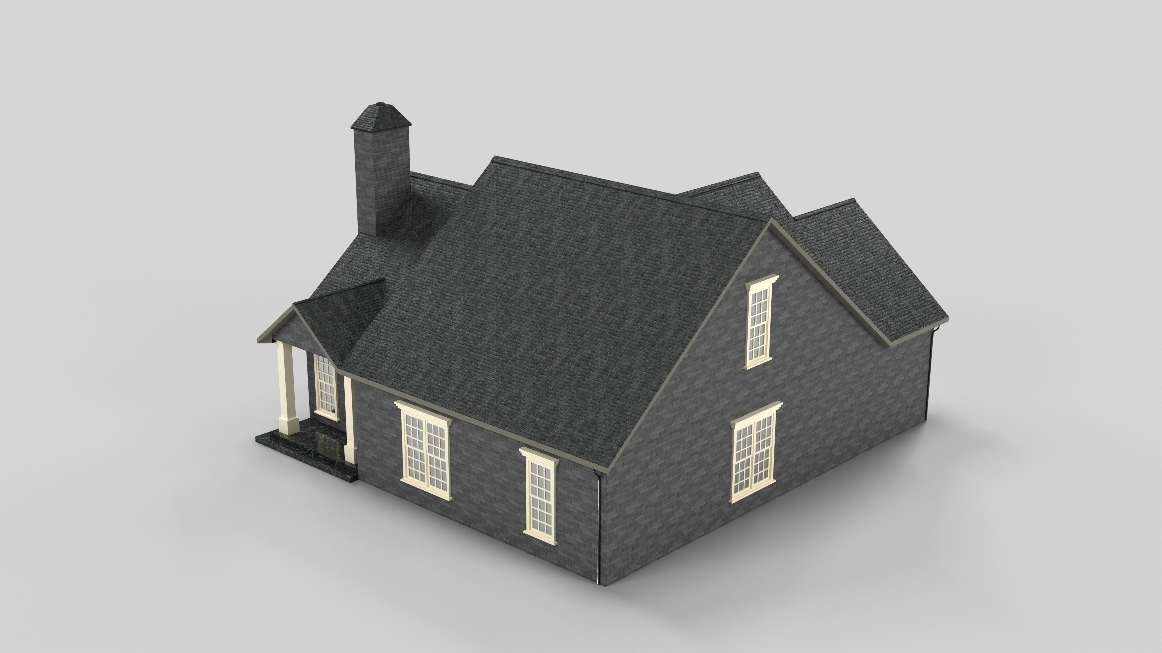 British House Design 05T1 Low-poly 3D model_2