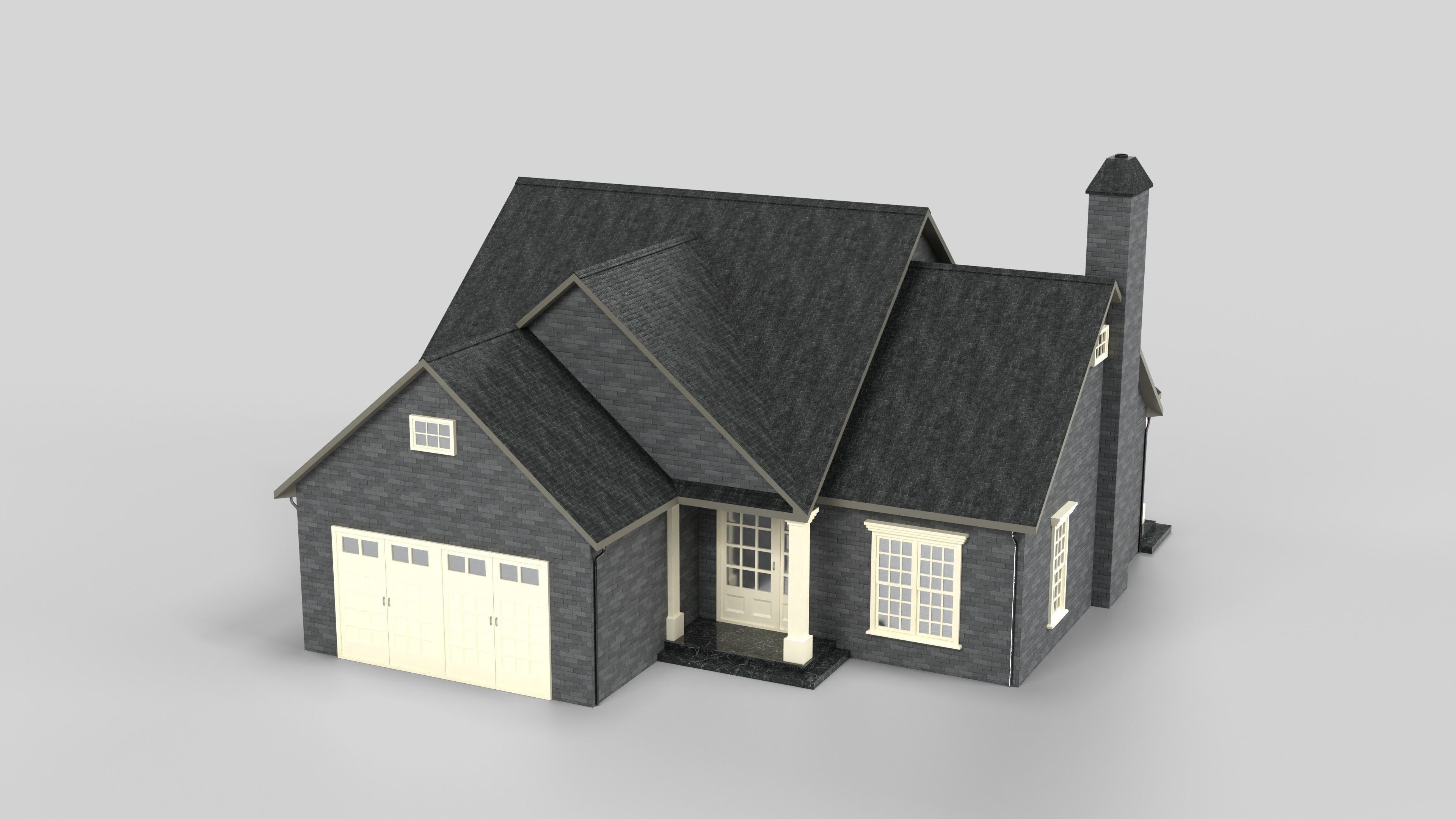 British House Design 05T1 Low-poly 3D model_5