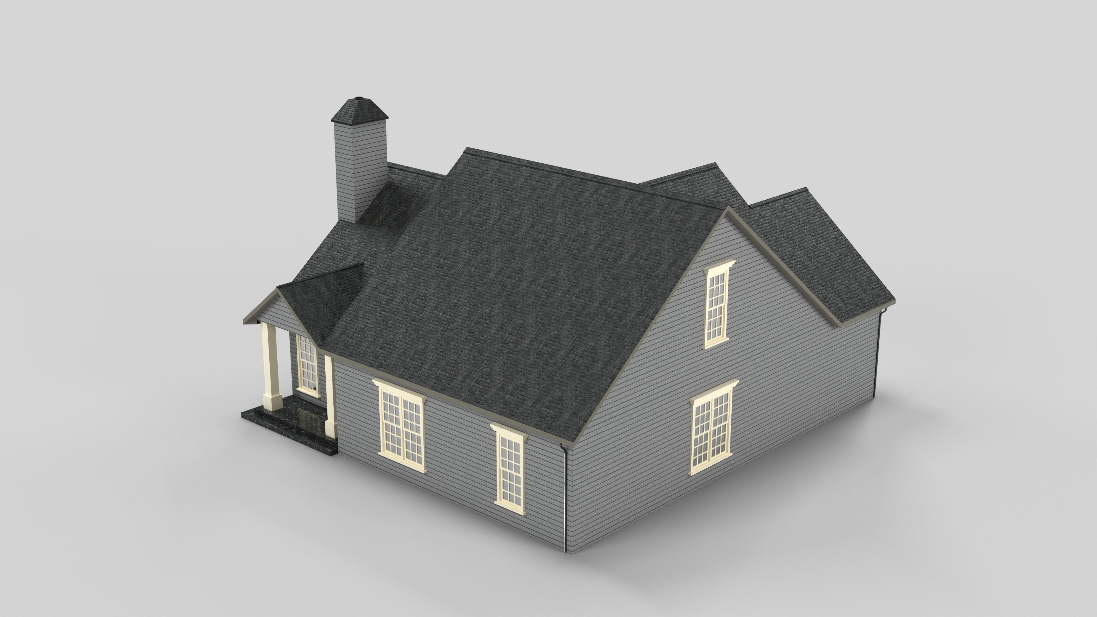 British House Design 05T2 Low-poly 3D model_4