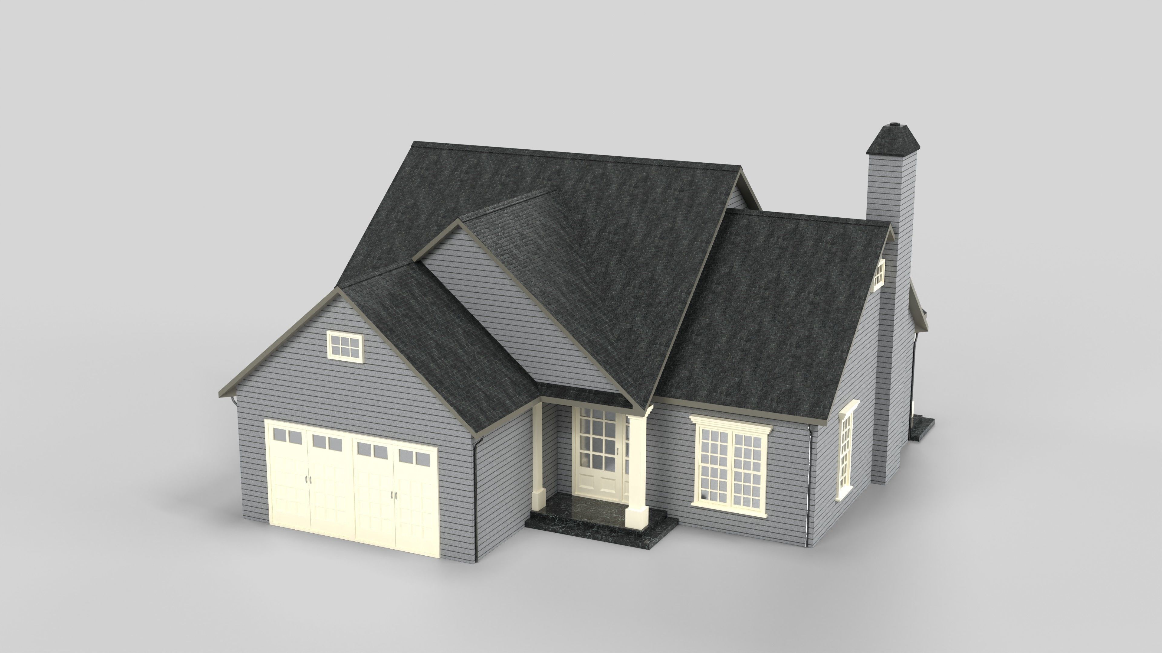 British House Design 05T2 Low-poly 3D model_5