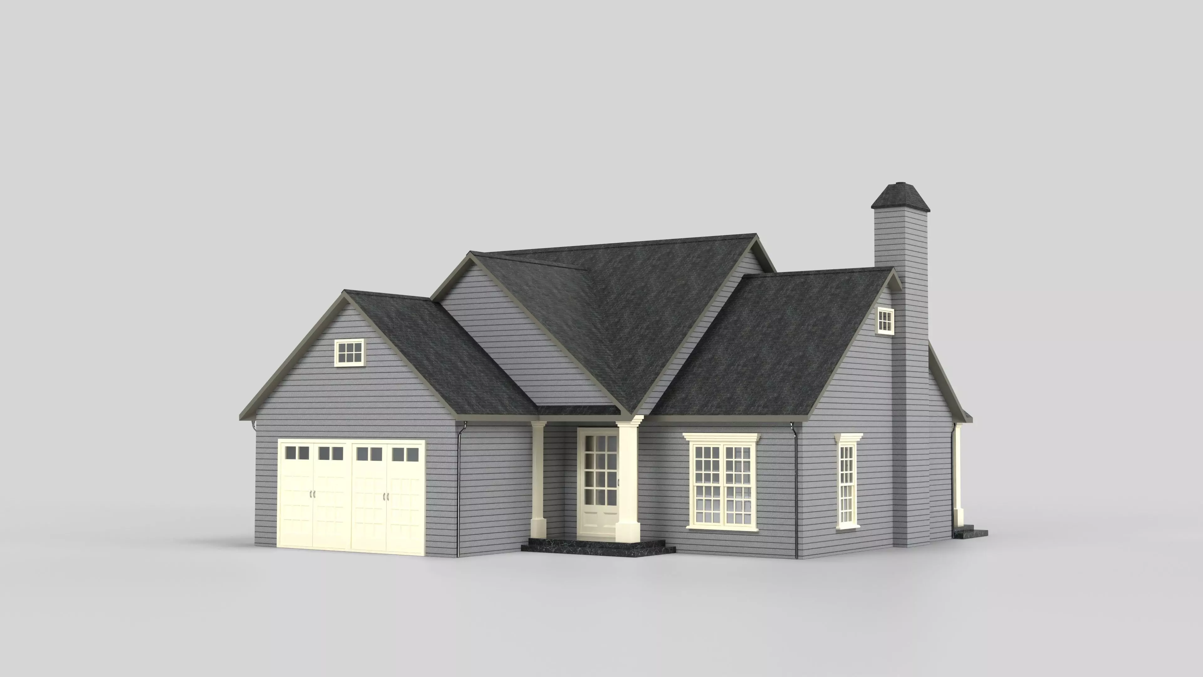 British House Design 05T2 Low-poly 3D model_0