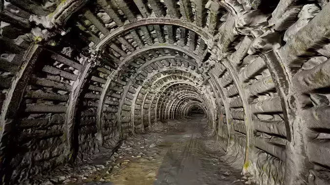 Old underground mine excavation - arch support 3D model