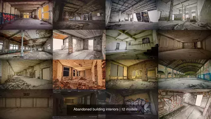  Abandoned building interiors 3D Model Collection