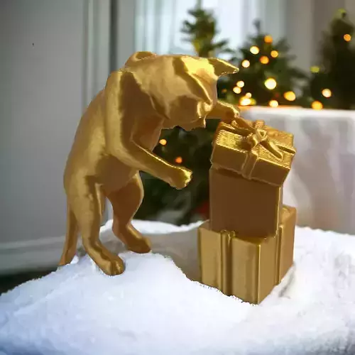 CHRISTMAS GIFT CAT 3D print model