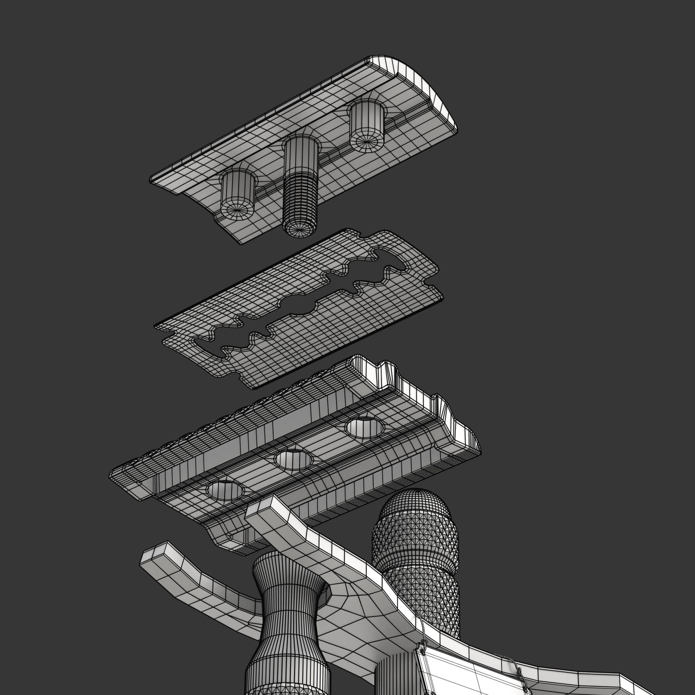 Shaving Kit with Metal Handles 3D model_16