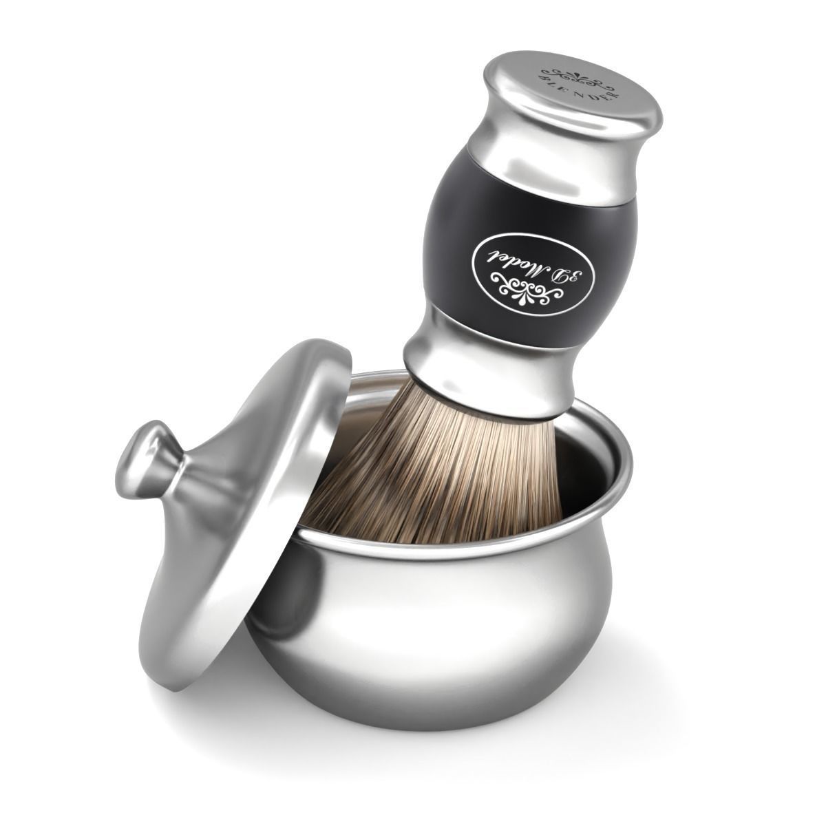 Shaving Kit with Metal Handles 3D model_2