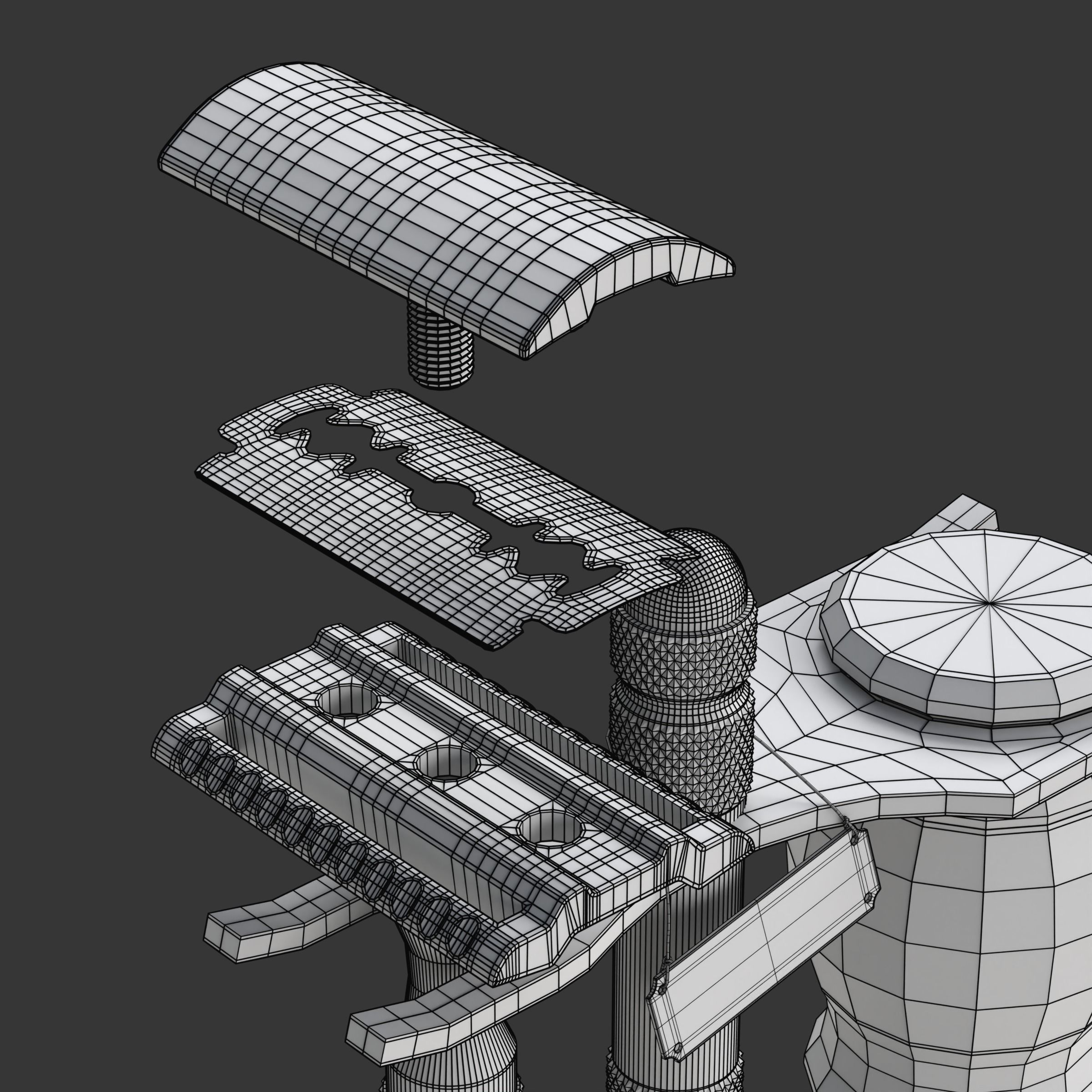 Shaving Kit with Metal Handles 3D model_15
