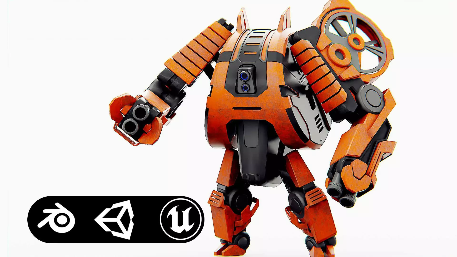 MILITARY ROBOT C-200 Rigged for Unreal Engine - Unity - MIXAMO 3D model_0