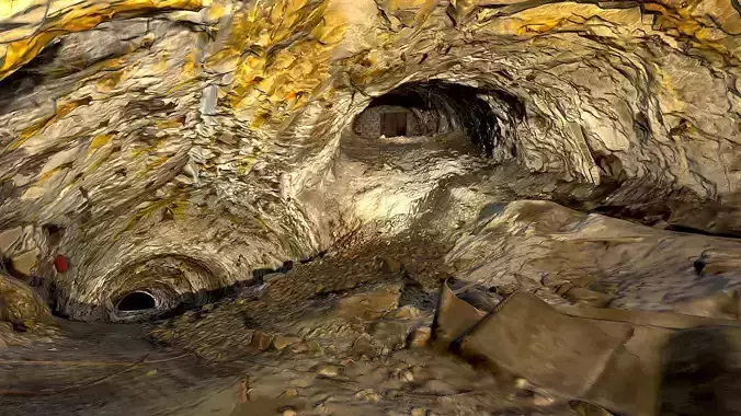 Old underground mine excavation - gold 3D model