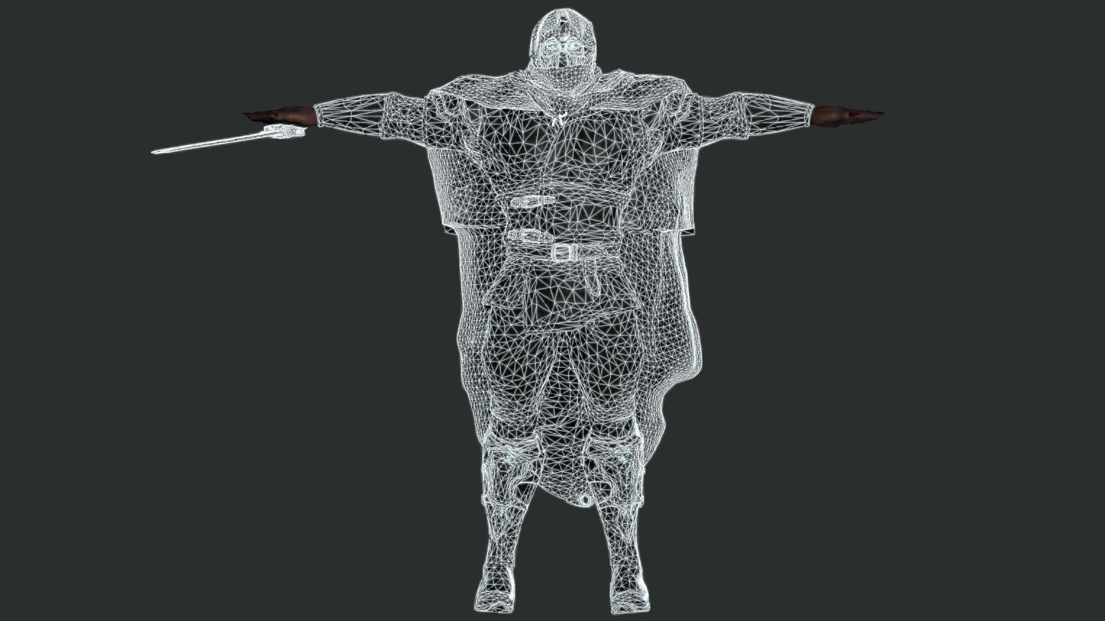 AAA 3D MODEL FANTASY MALE CHARACTER - THE CYBORG WARRIOR 01 Low-poly 3D model_14