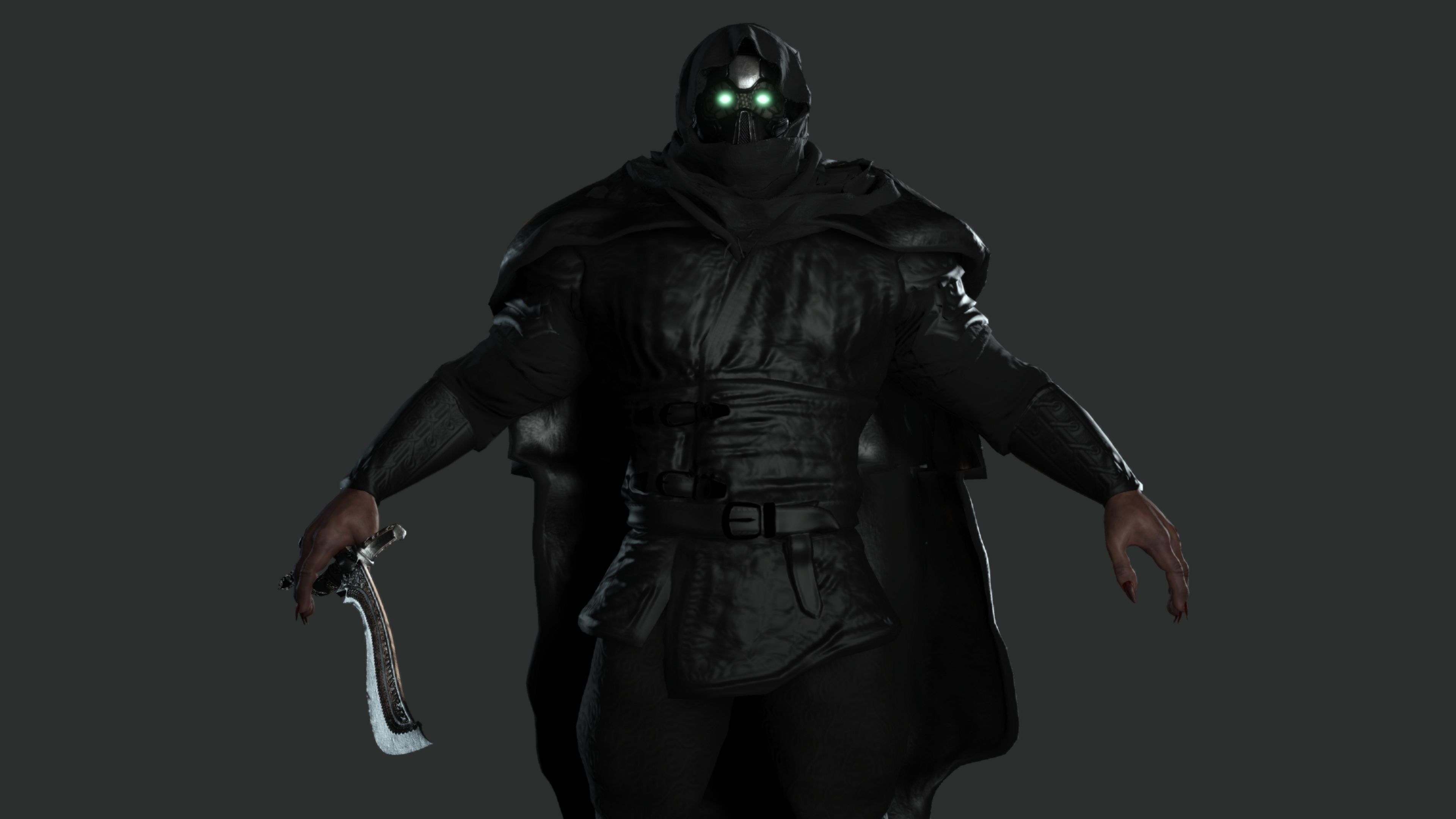 AAA 3D MODEL FANTASY MALE CHARACTER - THE CYBORG WARRIOR 01 Low-poly 3D model_4