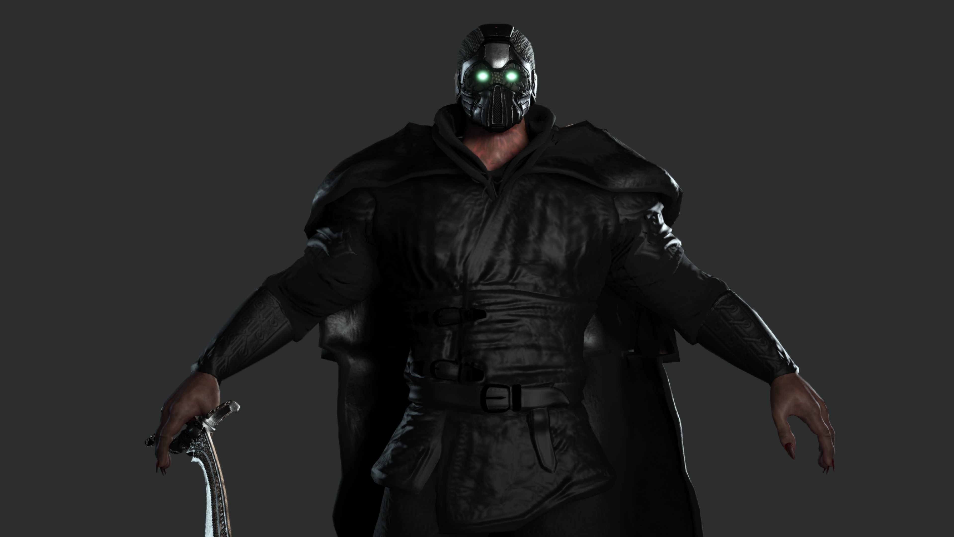 AAA 3D MODEL FANTASY MALE CHARACTER - THE CYBORG WARRIOR 01 Low-poly 3D model_6