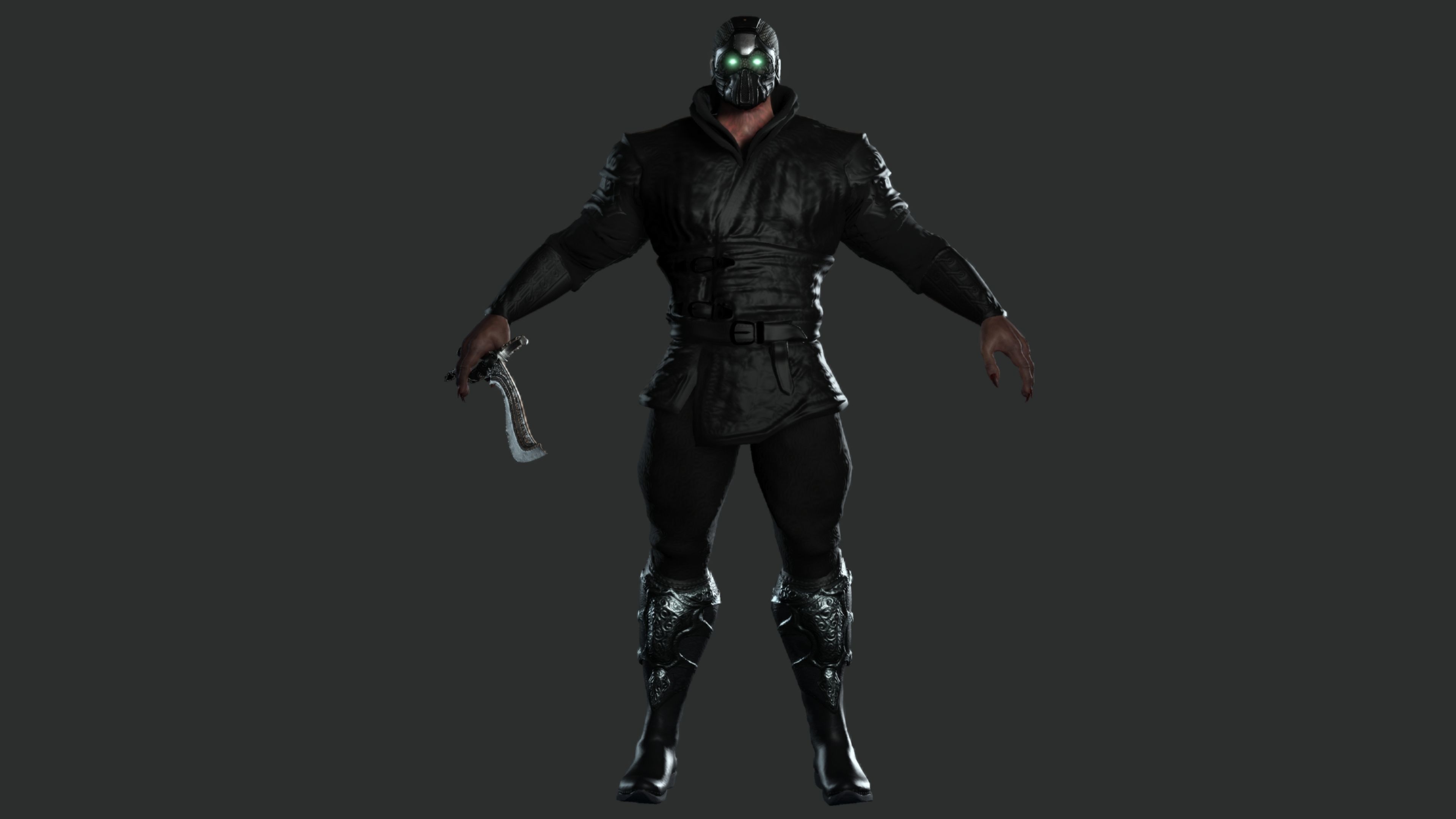 AAA 3D MODEL FANTASY MALE CHARACTER - THE CYBORG WARRIOR 01 Low-poly 3D model_12