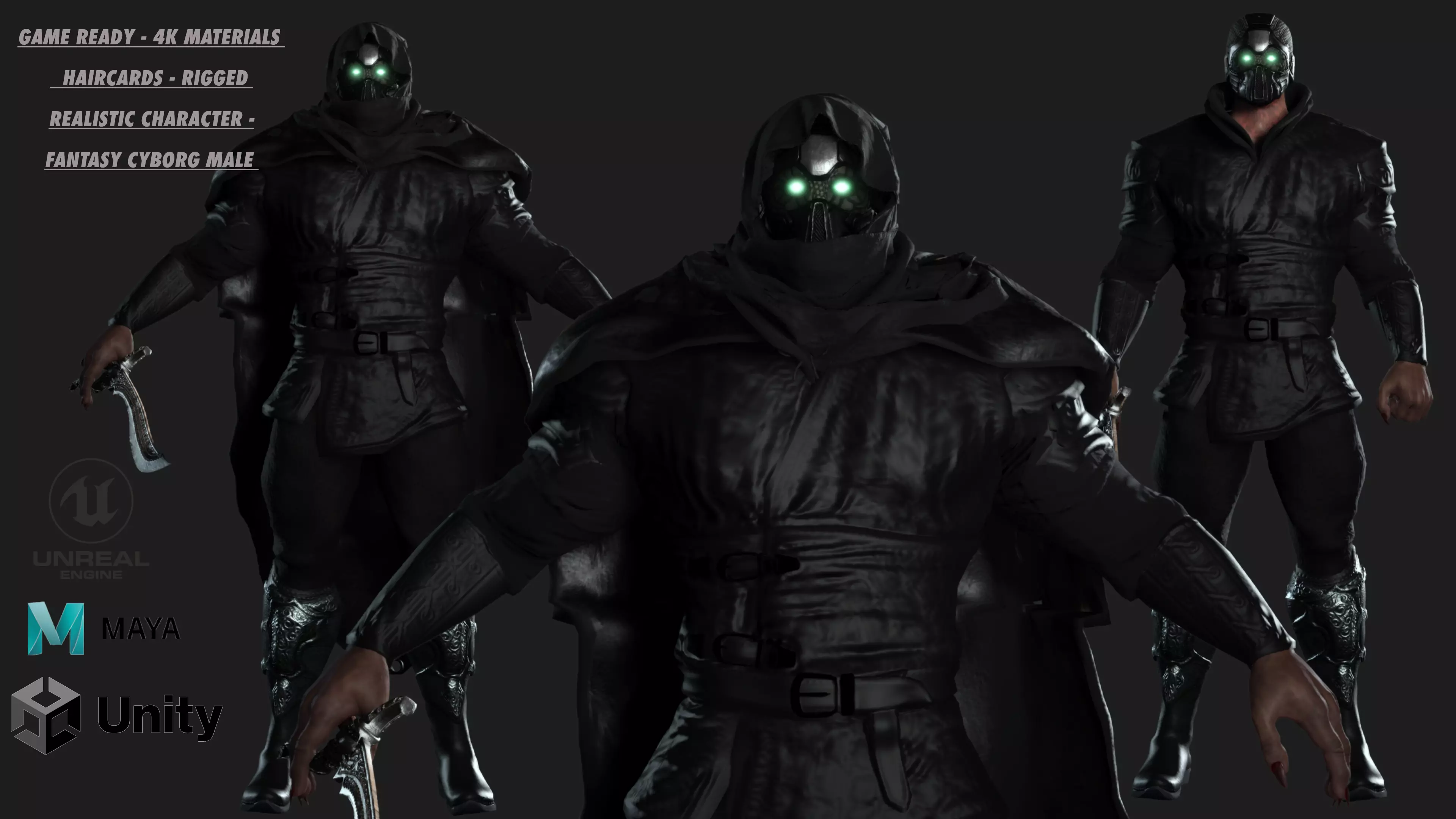 AAA 3D MODEL FANTASY MALE CHARACTER - THE CYBORG WARRIOR 01 Low-poly 3D model_0