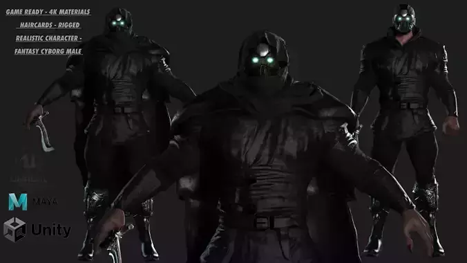 AAA 3D MODEL FANTASY MALE CHARACTER - THE CYBORG WARRIOR 01 Low-poly 3D model