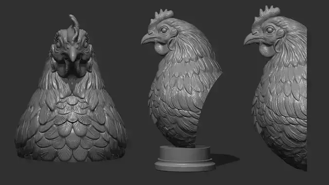 Chicken bust head 3D print model