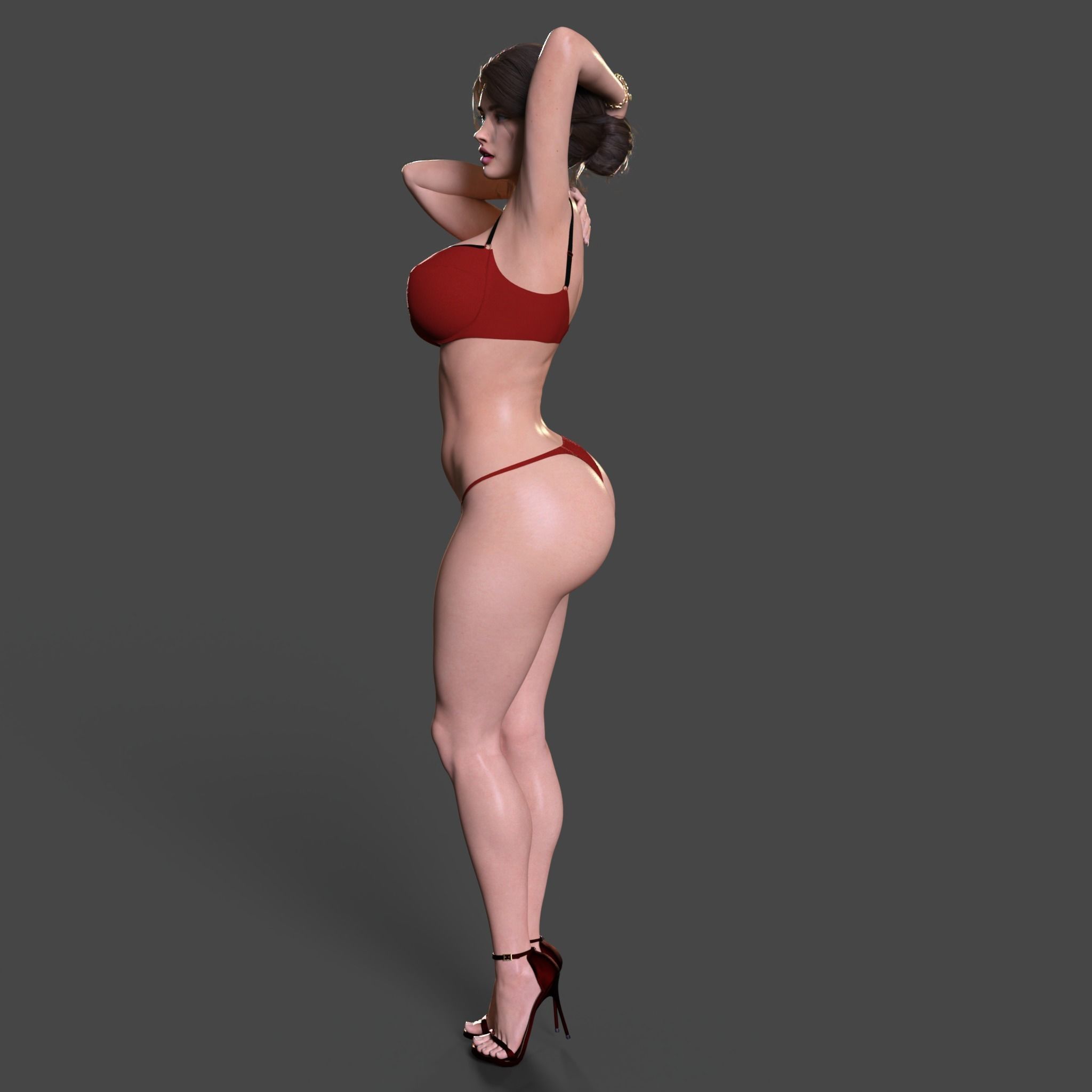Beautiful Girl Model Rigged Low Poly- Lara Low-poly 3D model_4