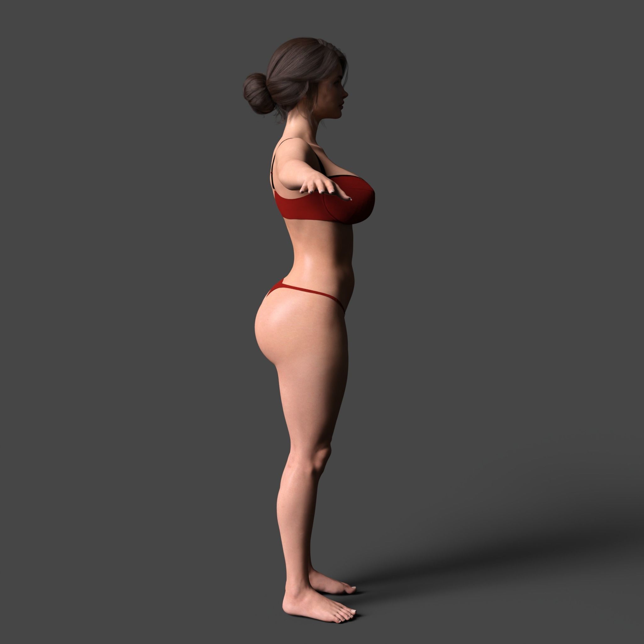 Beautiful Girl Model Rigged Low Poly- Lara Low-poly 3D model_3