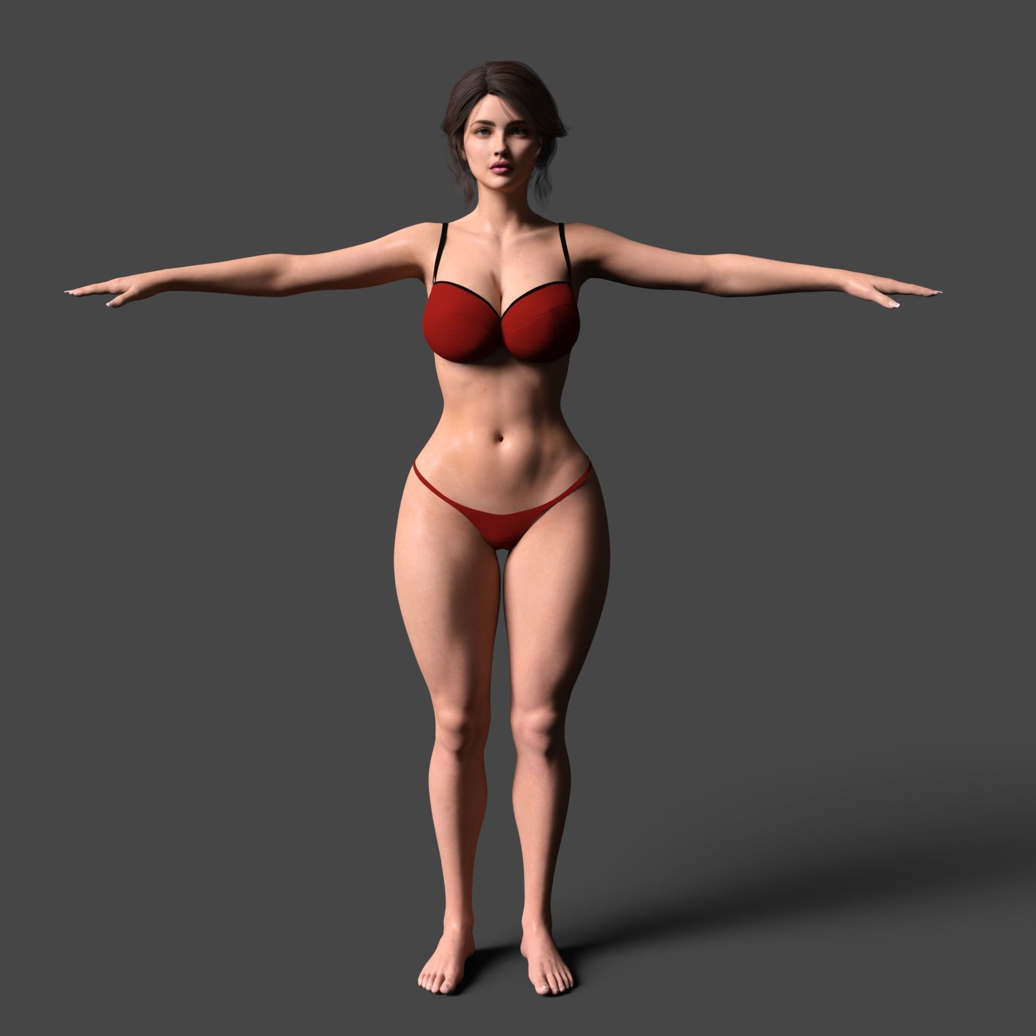 Beautiful Girl Model Rigged Low Poly- Lara Low-poly 3D model_1
