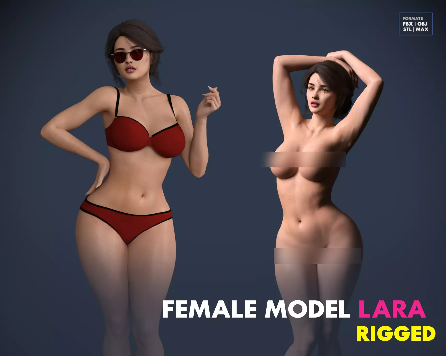 Beautiful Girl Model Rigged Low Poly- Lara Low-poly 3D model_0