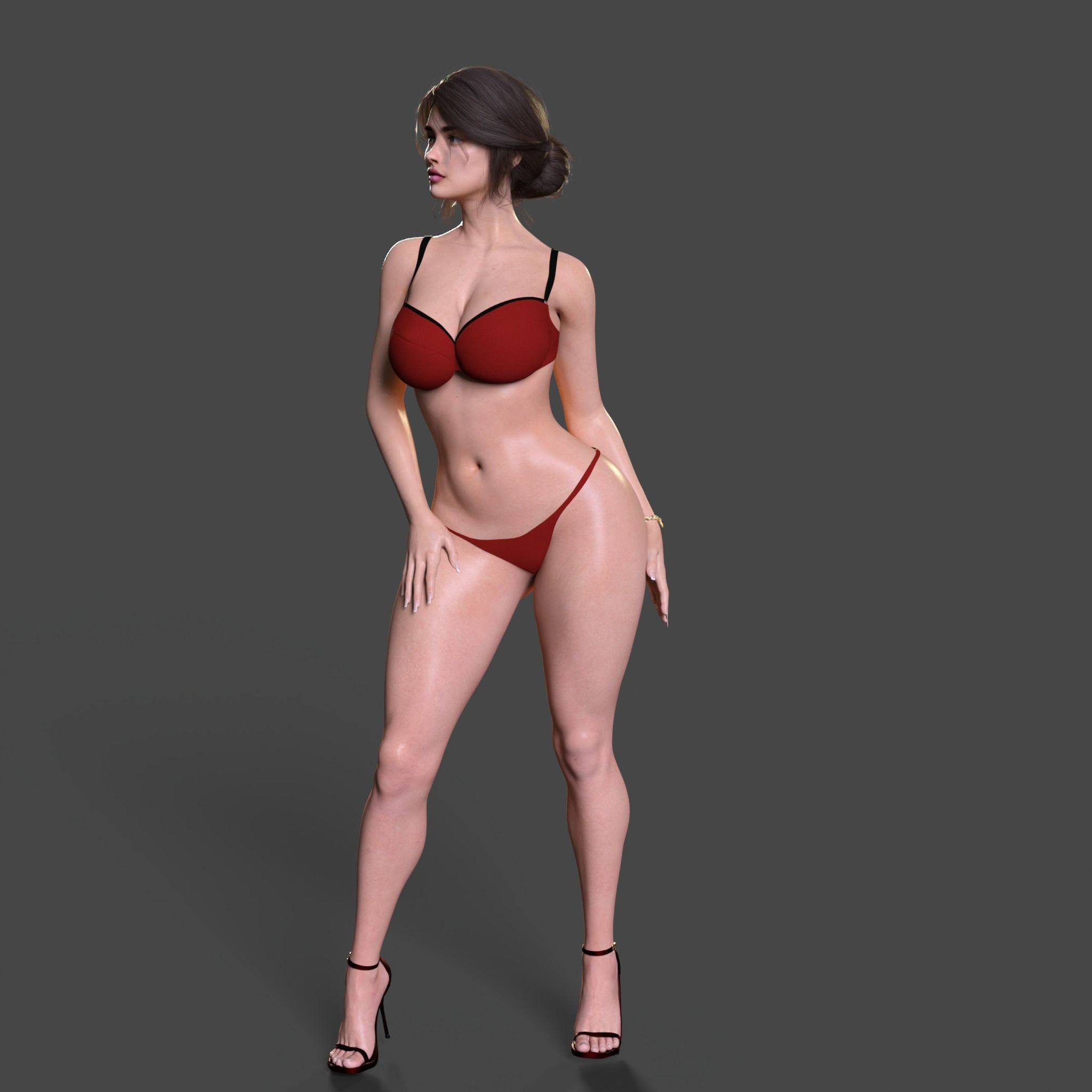 Beautiful Girl Model Rigged Low Poly- Lara Low-poly 3D model_6