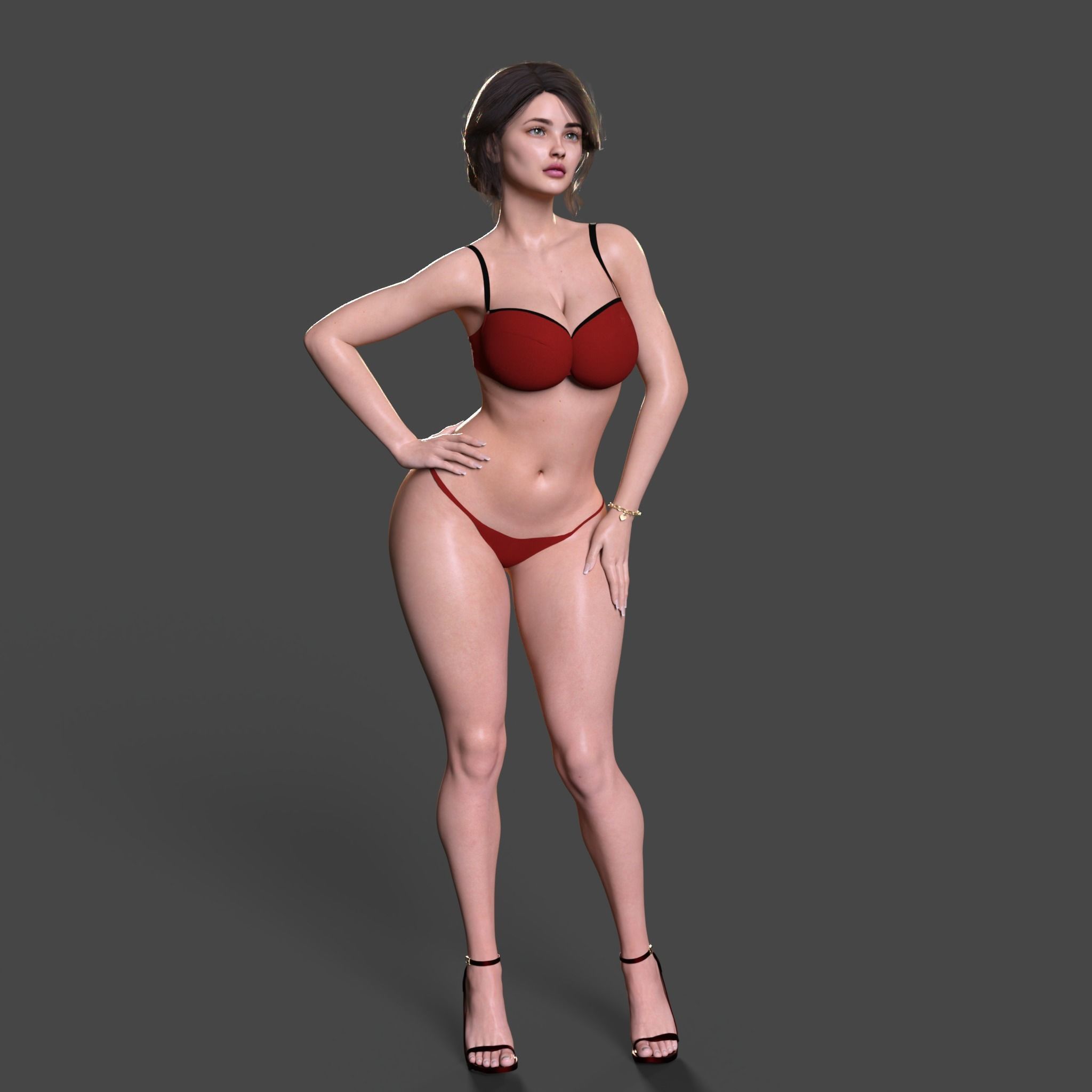 Beautiful Girl Model Rigged Low Poly- Lara Low-poly 3D model_5