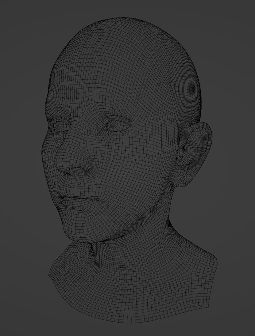 Realistic Female Head 3D model 3D model_3