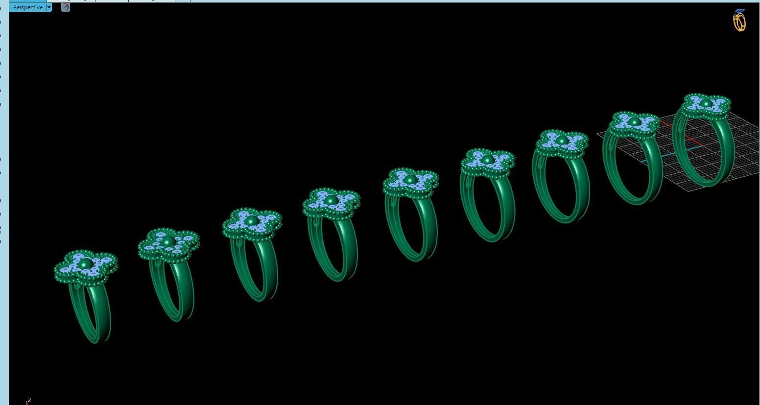 Rings Collection All Sizes Perlee Alhambra 01 3D print model_10