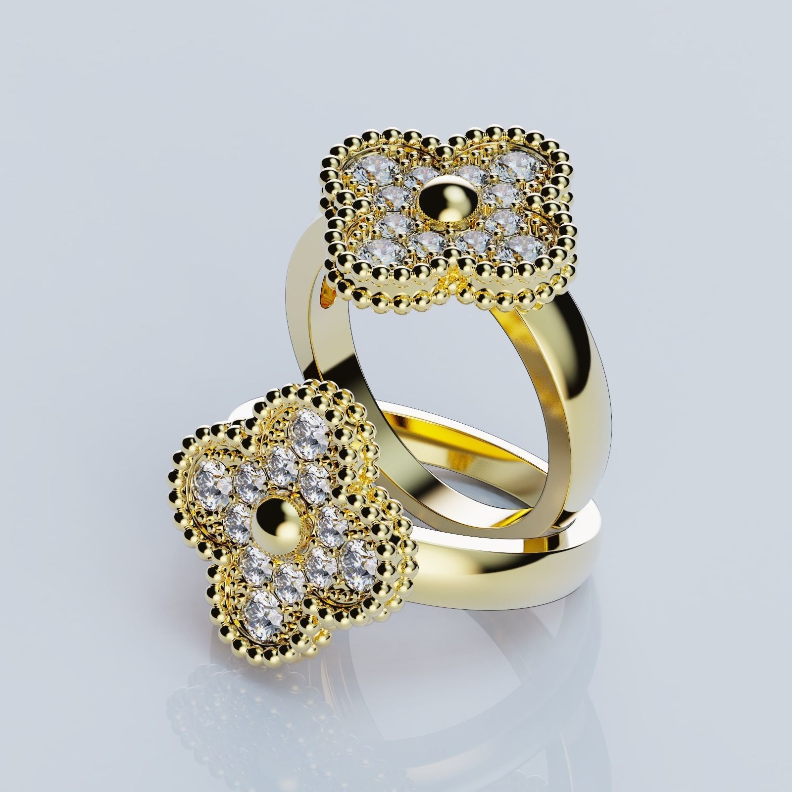 Rings Collection All Sizes Perlee Alhambra 01 3D print model_1