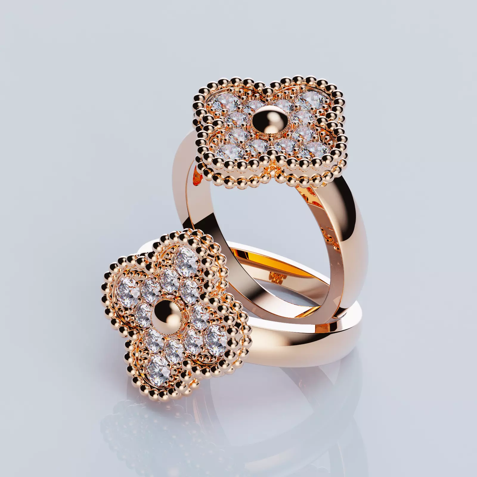 Rings Collection All Sizes Perlee Alhambra 01 3D print model_0