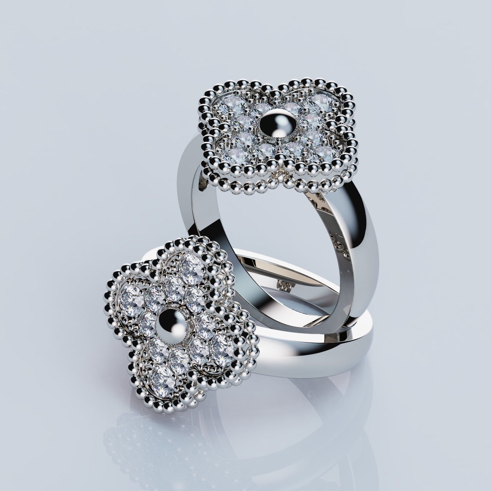 Rings Collection All Sizes Perlee Alhambra 01 3D print model_2