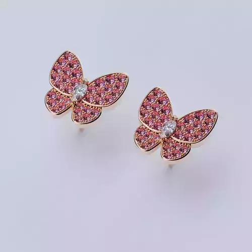 Earrings Two Butterfly Style