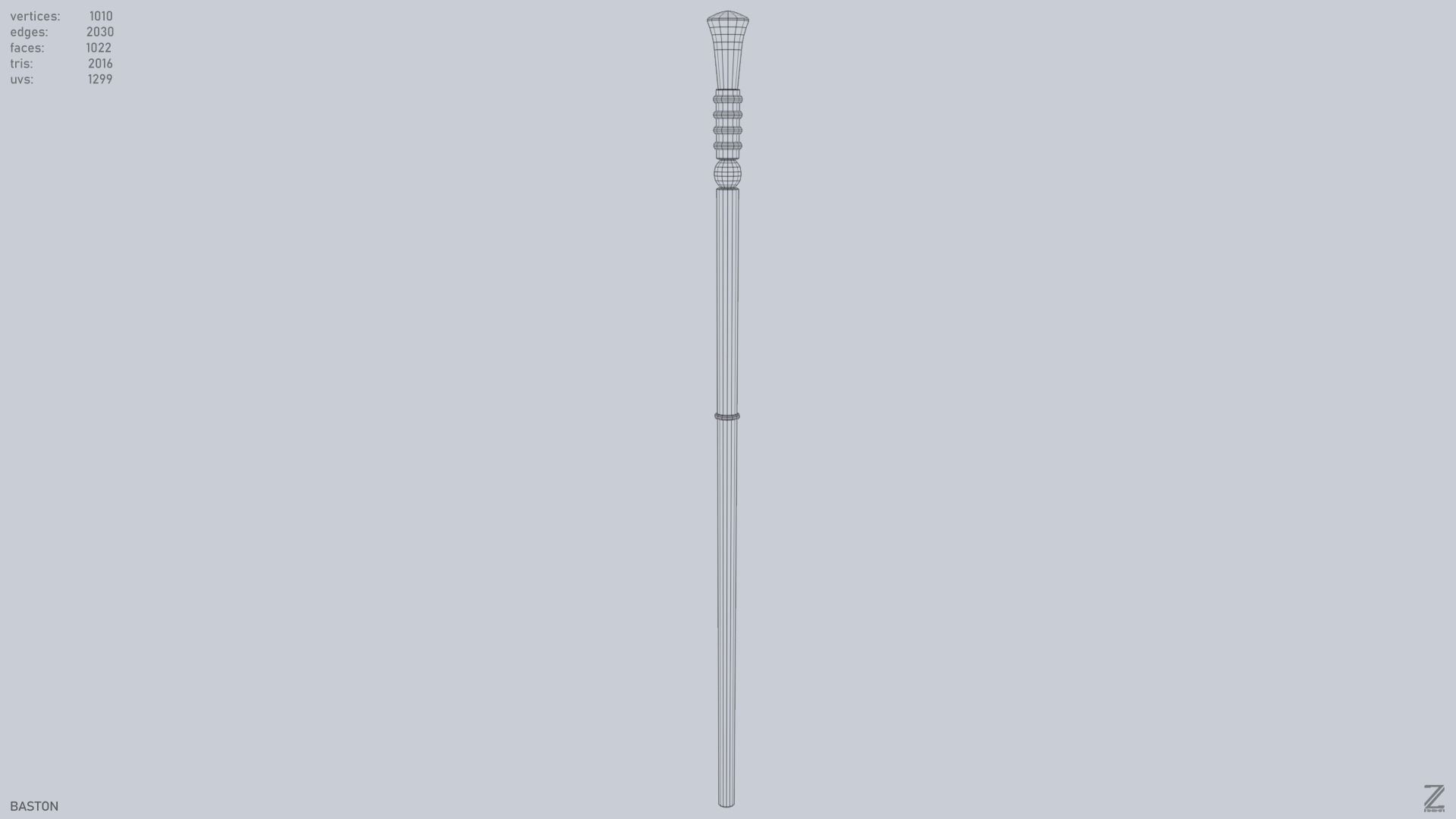 Baston Low-poly 3D model_9