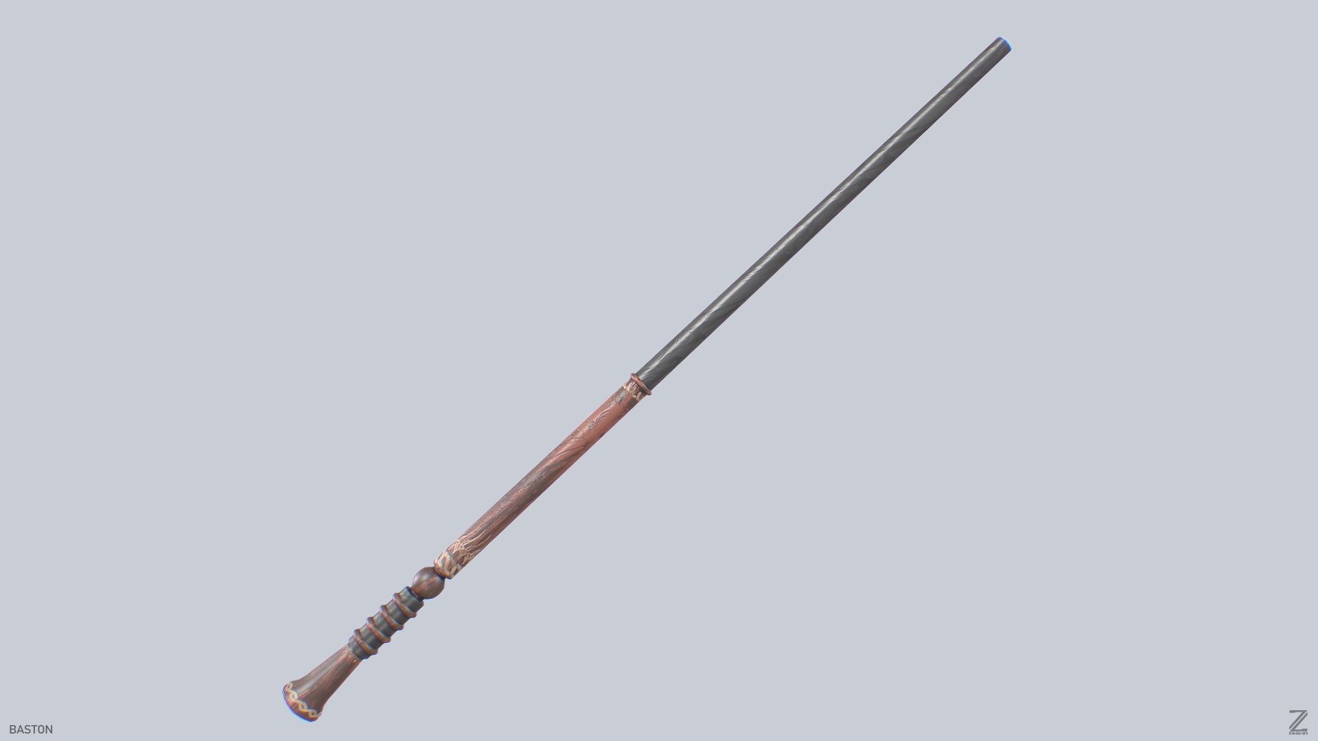 Baston Low-poly 3D model_2