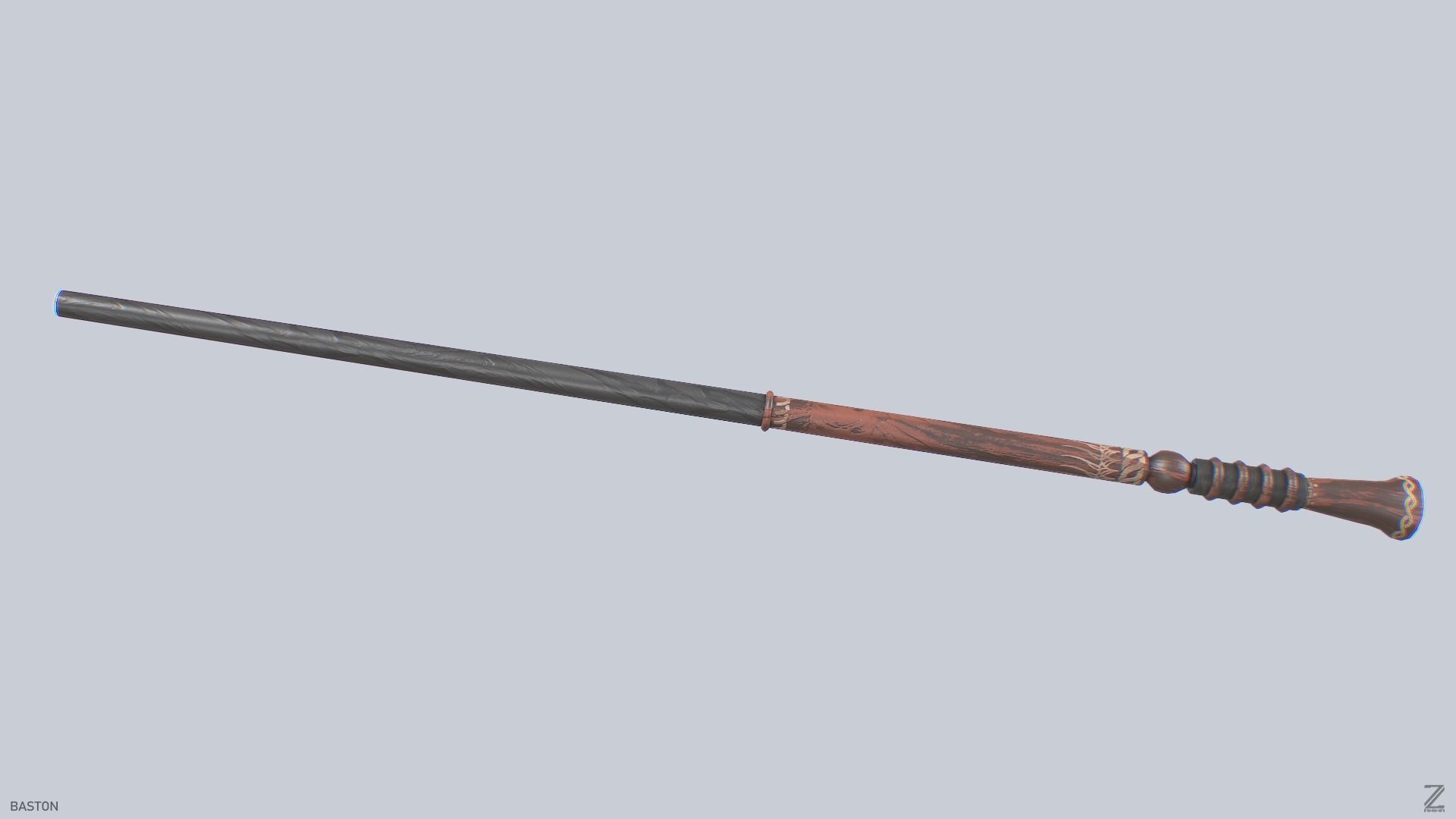 Baston Low-poly 3D model_7