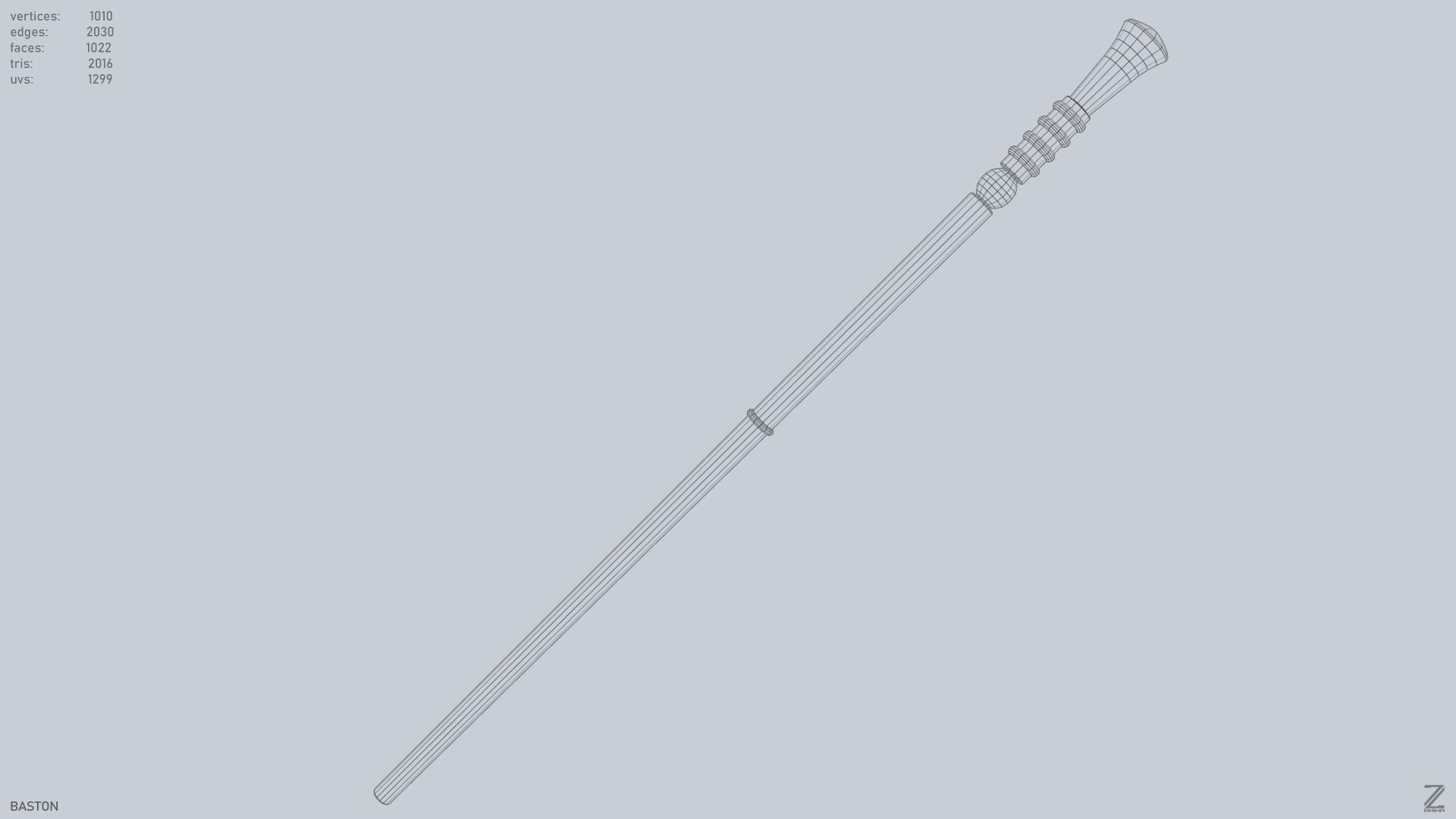 Baston Low-poly 3D model_11