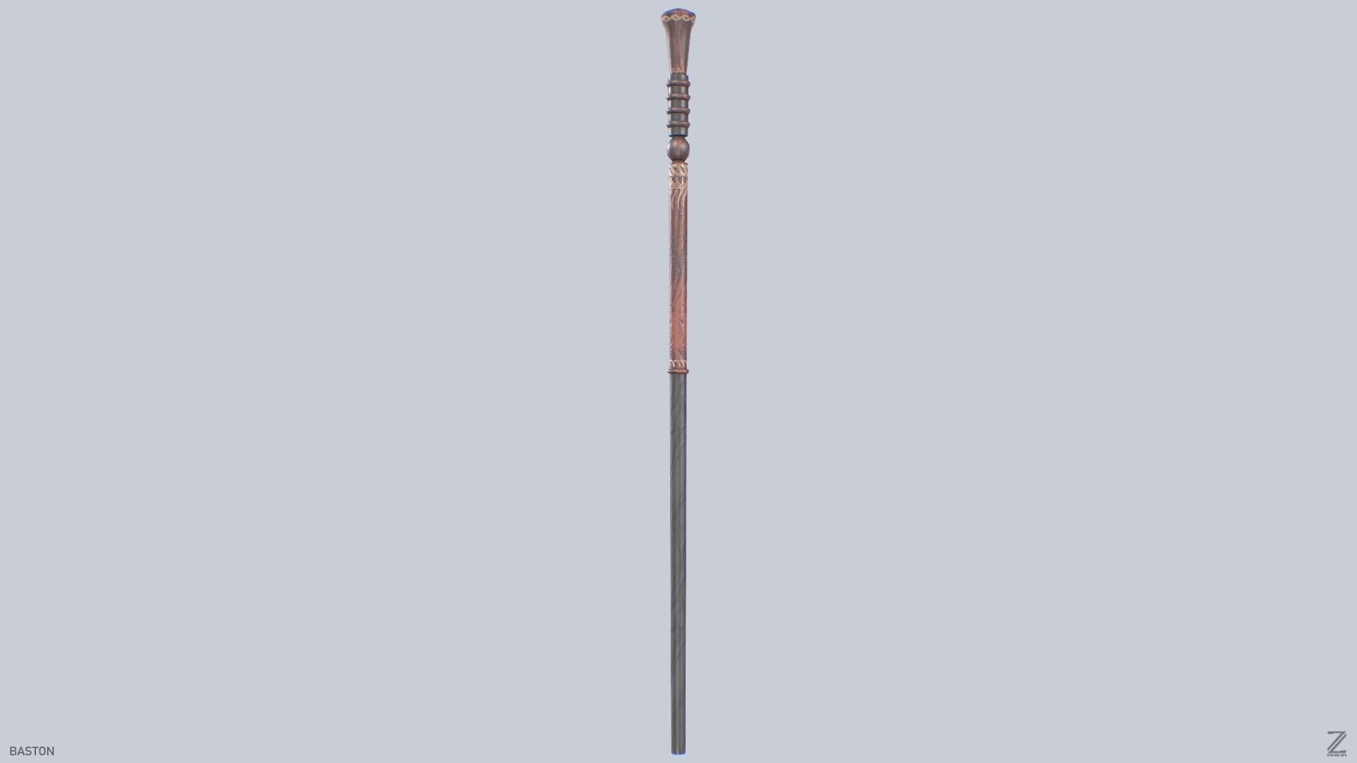 Baston Low-poly 3D model_4